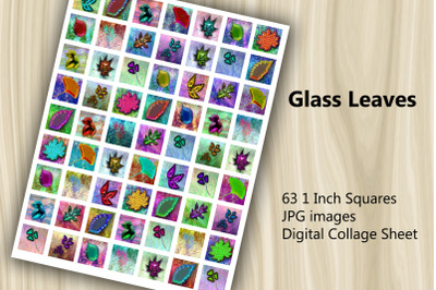 Digital Collage Sheet - Glass Leaves