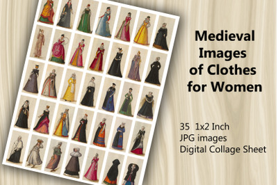 Digital Collage Sheet - Medieval Women Clothes