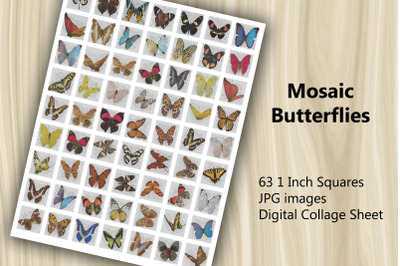 Digital Collage Sheet - Mosaic Butterflies