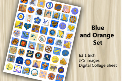 Digital Collage Sheet - Blue and Orange Set