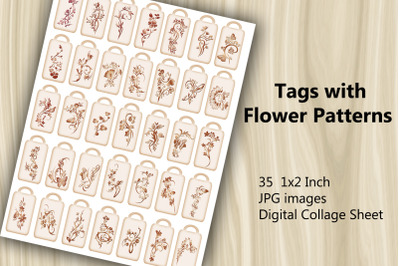 Digital Collage Sheet - Flower Tags