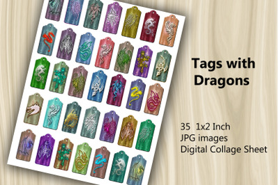 Digital Collage Sheet - Dragon Tags