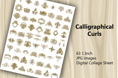 Digital Collage Sheet - Calligraphical Curls