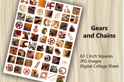 Digital Collage Sheet - Gears and Chains