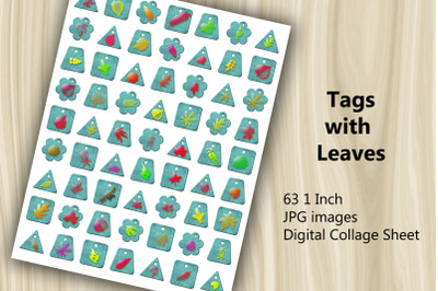 Digital Collage Sheet - Leaves Tags