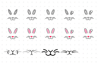 Bunny whiskers and rabbit nose SVG