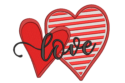 Two Hearts Valentine Machine Embroidery Design