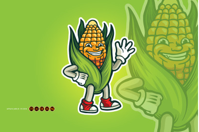 Funny corn cartoon mascot colorful Illustrations