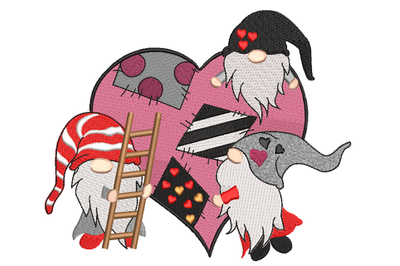 Valentine Gnomes Machine Embroidery Design