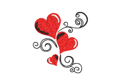 Three Hearts Machine Embroidery Design