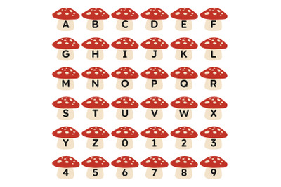 Mushroom Letters and Numbers SVG clipart
