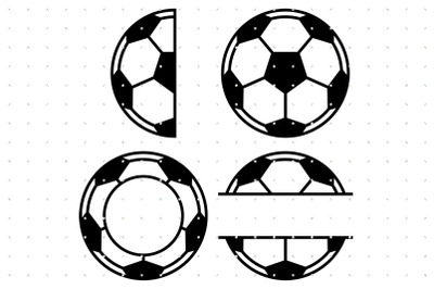Soccer Ball Split Frame Monogram SVG clipart