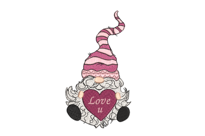 Valentine Love Gnome Machine Embroidery Design