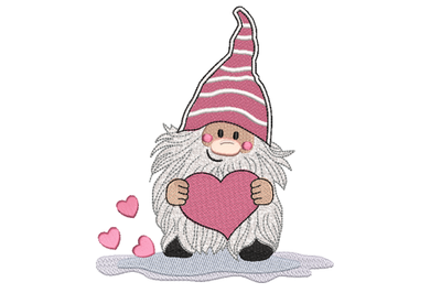 Valentine Gnome with heart Machine Embroidery Design