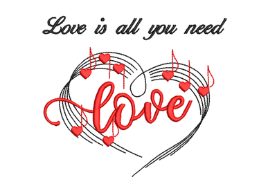 Love and Heart, Valentine Machine Embroidery Design