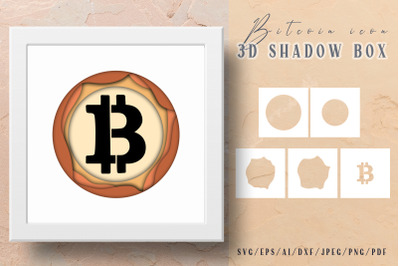 Bitcoin 3D Shadow Box- Crypto Cutting Files- SVG