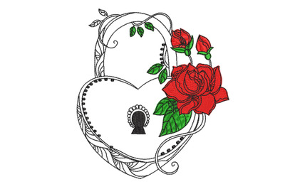 Lock with flowers Machine Embroidery Design