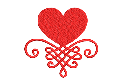 Valentine Heart with swirl Machine Embroidery Design