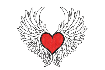 Heart with Wings Machine Embroidery Design