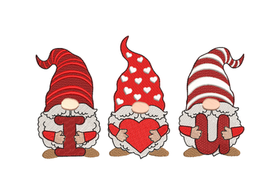 Valentine Gnome, I love you gnome Machine Embroidery Design