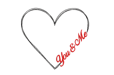 Valentine Heart You and Me Machine Embroidery Design