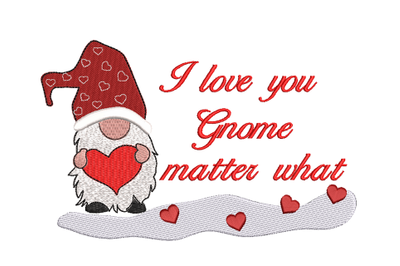 Valentine Gnome, I love you Machine Embroidery Design