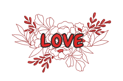 LOVE sign with Flowers Machine Embroidery design