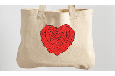 Heart Shaped Rose Valentine Machine Embroidery Design