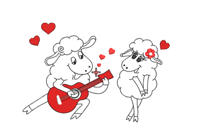 Valentine Sheep Couple Machine Embroidery Design