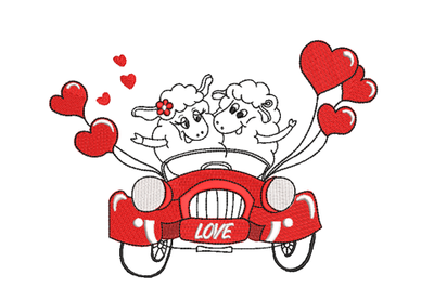 Valentine Happy Sheep Couple Machine Embroidery Design