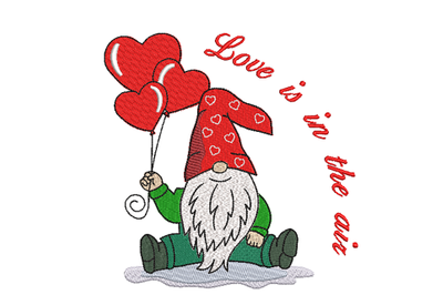 Valentine Gnome, Love is in the air Machine Embroidery Design