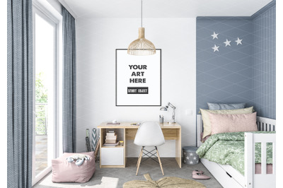 Interior scene artwork background frame mockup