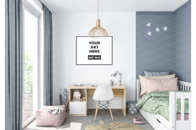 Interior scene artwork background frame mockup