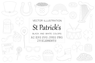 St Patricks Day coloring. St Patricks Day clipart SVG