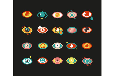 Eyes icons. Colorful eye symbol, abstract vision bright signs. Isolate