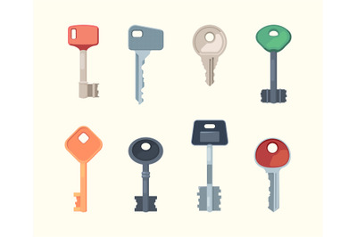 Keys collection. Steel and golden modern and retro keys safety home pr