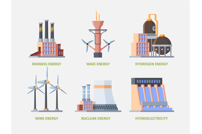 Electricity plant. Power hydro energy industrial building electricity