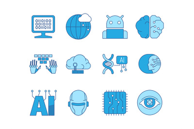 Artificial intelligence icon. Innovation smart systems engineering cre