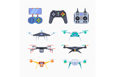 Drones. Aircraft smart delivery services flying outdoor remote control