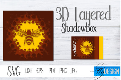 3D Layered Honey Bee. Bee SVG. Shadowbox SVG Cut File v.2