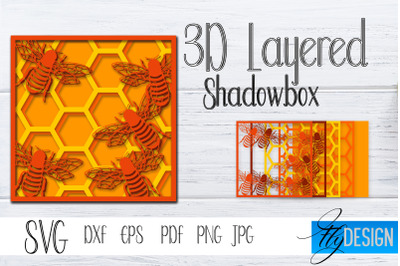 3D Layered Honey Bee. Bee SVG. Shadowbox SVG Cut File v.3