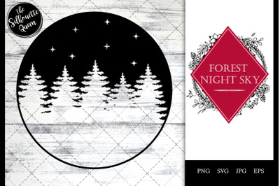 Forest Night Sky - Trees under starry night SVG