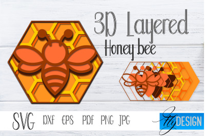 3D Layered Honey Bee. Bee SVG. Multilayered SVG Cut File v.1