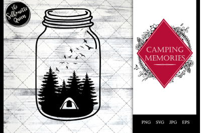 Camping Memories - Tent in the Forest in Mason Jar SVG