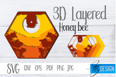 3D Layered Honey Bee. Bee SVG. Multilayered SVG Cut File v.2