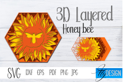 3D Layered Honey Bee. Bee SVG. Multilayered SVG Cut File v.3