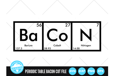 Bacon Periodic Table SVG | Periodic Table Words Cut File | Bacon SVG