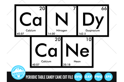 Candy Cane Periodic Table SVG | Periodic Table Words Cut File