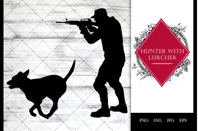 Hunter with Lurcher SVG Vector