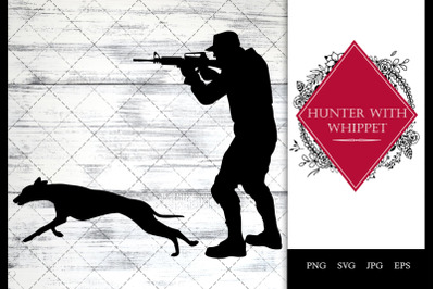 Hunter with Whippet SVG Vector